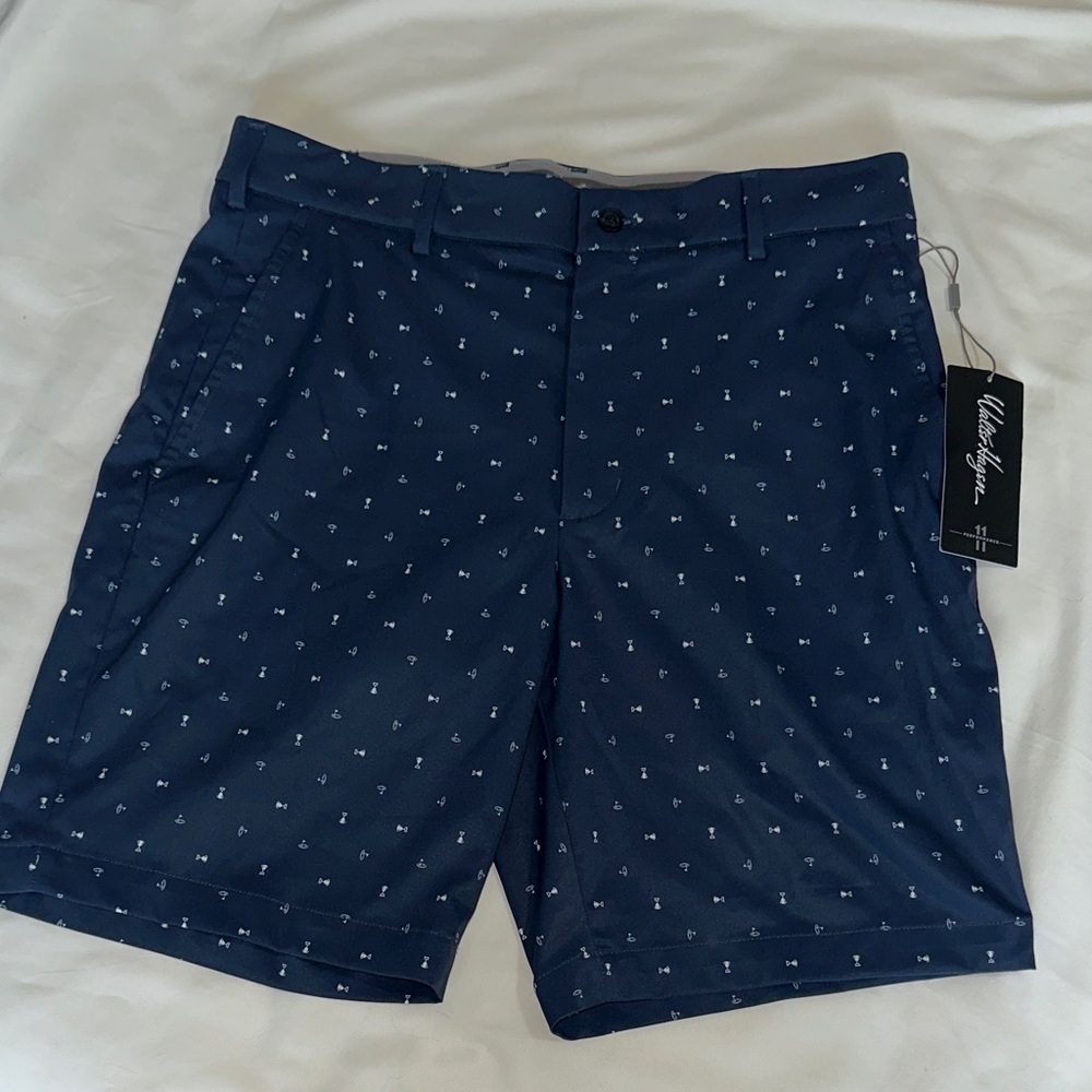 Walter Hagen Dark Blue Patterned Athletic Shorts